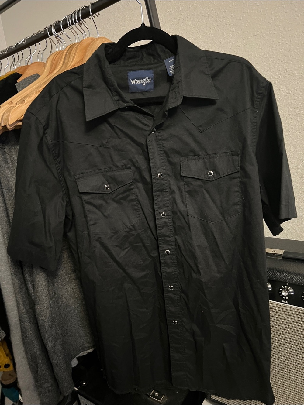 Wrangler Black Short-Sleeve Western Button-Down Shirt